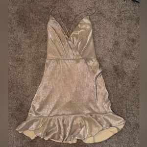 REVOLVE gold metallic lace up mini dress - medium